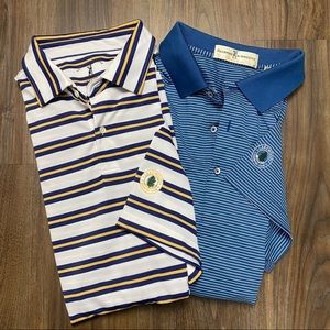 Lot of 2 Fairway & Greene Blue Stripe Golf Polos